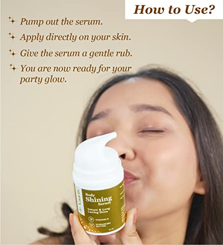 Image of Skin Shining Serum Shimmer for Glowing Skin - Radiant Complexion | Luminous Glow | Intense Hydration | Lightweight & Non-Greasy Body Shimmer with Vitamin E, Murumuru Butter & probiotics | 100% Vegan | Unisex | All Skin Types | 50ml