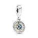 Pandora Jewelry - Blue Compass Rose Dangle Charm in Sterling Silver with Multicolored Enamel and Multicolor Crystal