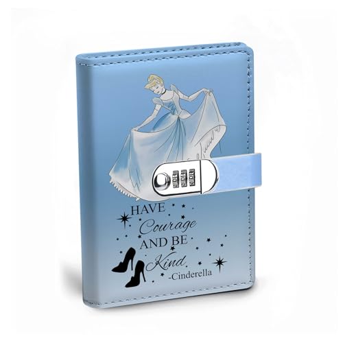 WHLBHG Cinderella Gift Have Courage and Be Kind A5 Diário de couro sintético forrado com senha de ca