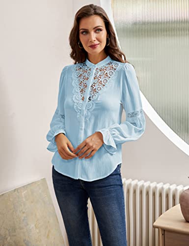 GRACE KARIN Blusa Donna Tinta Unita con Scollo a