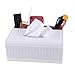KISSTAKER Multifunction PU Leather Pen Pencil Remote Control Tissue Box Cover Holder Desk Storage Box Container for Home and Office Use (White)