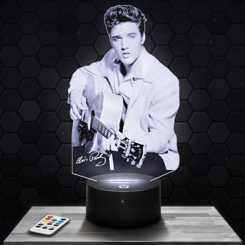 Lampephoto.fr - Lámpara 3D Elvis P. Luz Nocturna Táctil Elvis P. Led Ilusión 3D, Idea de Regalo para Niños y Niñas, Navidad, Lámpara de Mesilla de Noche para Niños o Adultos, Merchandising TOP