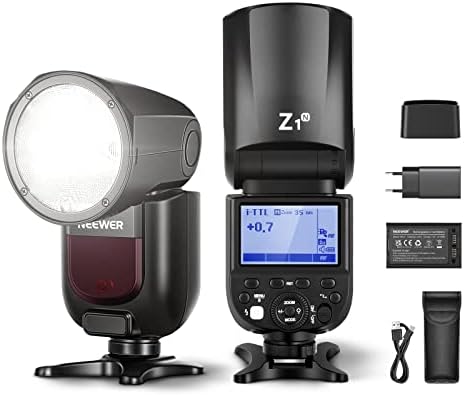 NEEWER Flash Speedlite Z1-N TTL Testa Tonda per DSLR Digitali Nikon,76Ws 2,4G HSS 1/8000s,Lampada LED 10 Livelli per book fotografici,Batteria al Litio 2600mAh,480 Scatti a Piena Potenza,Riciclo:1,5s