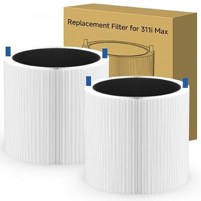 2 Packs 311i MAX Replacement Filter Compatible with Blue Pure 311i Max Air Purifier,Main Filter & Activated Carbon Filter- F3MAX Filter, White