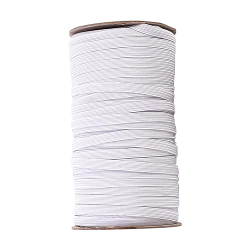 Uskerb White Flat Elastic 6mm x 10m - Premium Quarter Inch 8 Cord Elastic for Sewing and Crafts