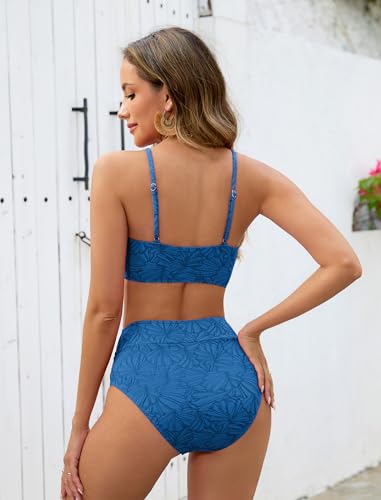Image of ZAFUL Bikini Sets for Women String 2 Piece Swimsuits High Waisted Bathing Suit V Neck Cut Out Swimwear