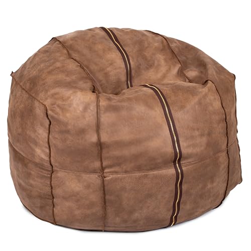 Image of Big Joe Fuf 4Ft Foam Bean Bag Chair with Removable Cover for Kids, Teens, Coffee Soft Vegan Leather, 4 Foot Large Reading and Gaming Seat | Premium Shredded Foam Filled, Soft Vegan Leather, Adult-Sized Comfortable Seating, Supports Up to 300 lbs