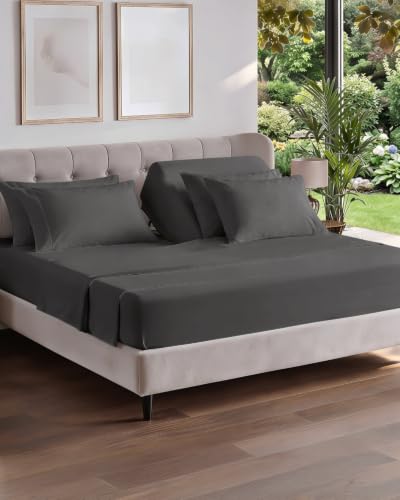 Image of Flex Top Split Head King 6 Piece Sheet Set - Soft & Cooling - Charcoal
