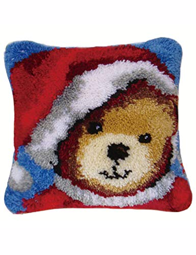 Image of clubevy Latch Hook Kits DIY Crocheting Embroidery Throw Pillow Needlework Cross Stitch Kits (Bear1)
