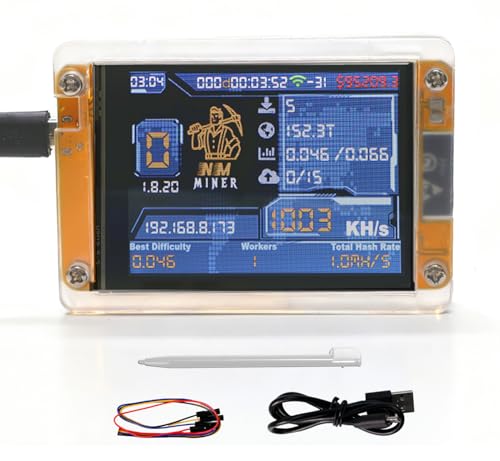 One Shot Miner Bitcoin Miner with Mini 2.8in Smart Display Hashrate Up to 1010KH/s Quiet and Easy to Set up DIY Crypto Mining & Education