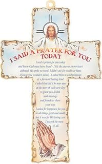 rosarybeads4u Laser Engraved Wood Wooden 6" Crucifix Cross Plaque I SAID A PRAYER FOR YOU TODAY