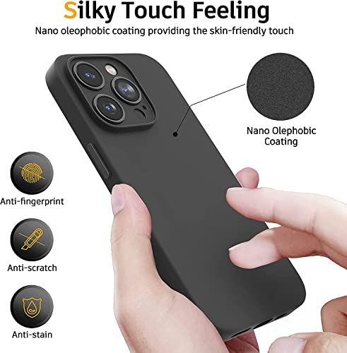 Image of Elzzi Microfiber Square Candy Case Compatible for iPhone 14 PRO MAX, Shockproof Slim Back Cover Gel Rubber Liquid Silicone Case - Black