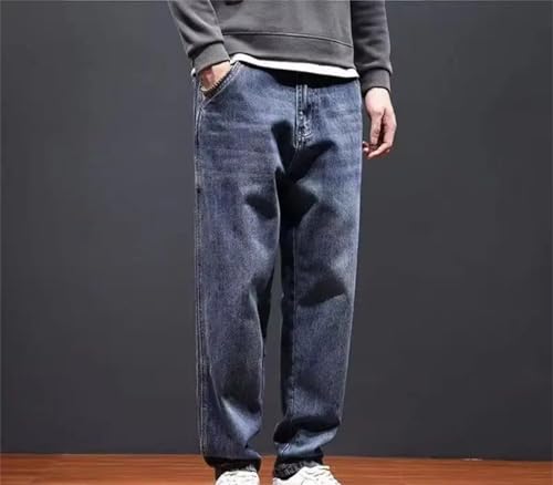 Men's Vintage Jeans Straight Denim Pants Baggy Cowboy Loose Fit Wide Leg Washed Casual Trousers3