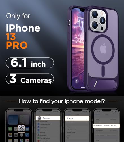 Image of Magnetic Compatible with iPhone 13 Pro Case, [Built-in Invisible Kickstand][Compatible with MagSafe] [Military Grade Shockproof] Slim Translucent Matte Phone Case for iPhone 13 Pro 6.1 inch