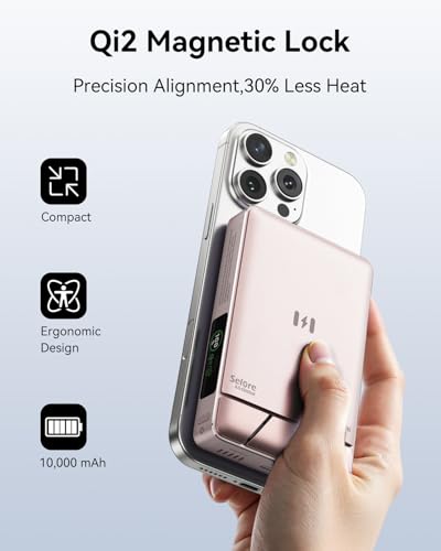Magnetic Portable Charger for iPhone with Active Cooling, 10000mAh [Alloy-Made] Qi2 15W Magsafe Power Bank with Stand, 35W USB C for Samsung, Wireless Battery Pack for iPhone 17/16/15 Series - image 4