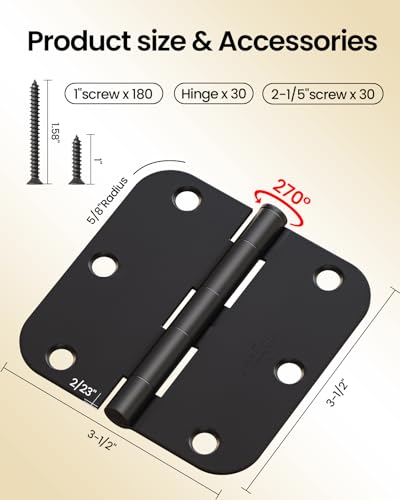 Charnière de porte robuste avec mécanisme fluide noir mat x18
