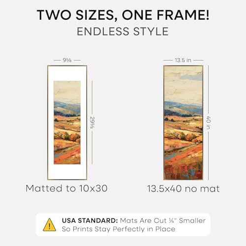 Image of Homeforia 13.5x40 Panoramic Frame Bronze, High End Metal 13.5x40 Brass Picture Frames with Mat 10x30 Photo, 13.5 x 40 Poster Frame Matted to 10 by 30, 40x13.5 Frame, Tempered Glass, Wall Kit, Set of 3