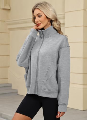 Women's Zip Up Sweatshirts 2026 Y2k Oversized Fleece Collar Jacket - image 3