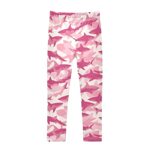 Pink Shark Girls Leggings Soft Stretch Workout Yoga Dance Pants for Kids Casual Tights
