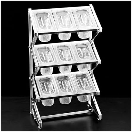 Commercial Spice Rack Set, Seasoning Sauce Salad Jam Ingredients Food Dispenser, Expandable Stainless Steel Condiment Racks Organizer Shelf For Kitchen Pantry Buffet(9 Grids-f)