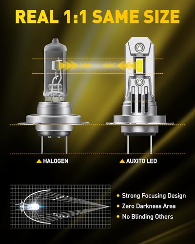 Image of AUXITO H7 LED Bulb h7ll Bulbs, 900% Brighter Ultra-Bright, Plug N Play, Long Lifespan, No Flicker, 99% Compatibility, 2PCS