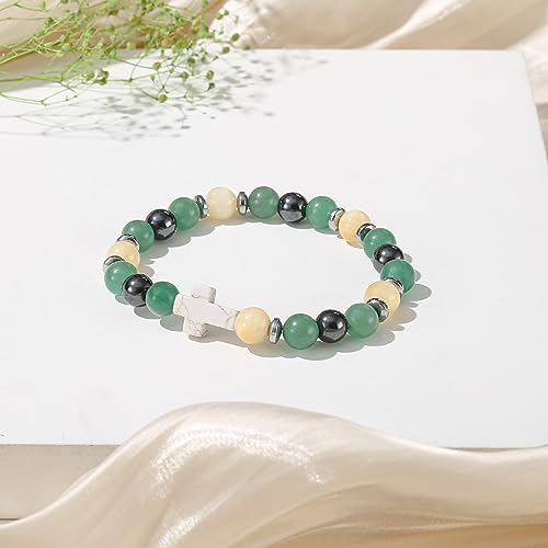 Image of QWNHONEY Cross Bracelet for Women Christian Gifts Colorful Imperial Stone Catholic Religious Jewelry Mothers Day Birthday Christmas Gifts for Women Mother Daughter Sister Girlfriend Grandma Wife