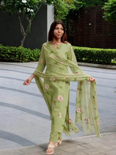 Image of ANNI Designer Viscose Printed Kurta for Women | Kurti Set Woman | Kurta with Pant & Dupatta | Straight Ethnic Suit | Indian Outfit Ladies Dress Stylish Traditional Clothing Office Party Fashion Look