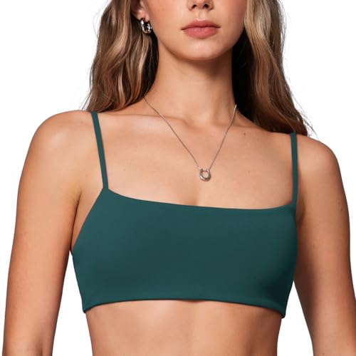 Image of INGIA Womens Square Neck Sports Bra Workout Bra | Spaghetti Strap, Padded, Cami,Yoga, Wireless, Square Back, Crop Top, for Women