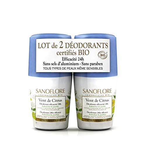 Sanoflore - Déodorant en bille vent de citrus 2x50Ml Bio - Prix Unitaire - Livraison Gratuit En France métropolitaine sous 3 Jours Ouverts