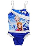 alles-meine.de GmbH Badeanzug mit Rüschen - Disney die Eiskönigin - Frozen - incl. Name - Größe 3 bis 4 Jahre - Gr. 104 bis 110 - für Mädchen Kinder - rosa Röckchen / Einteil..