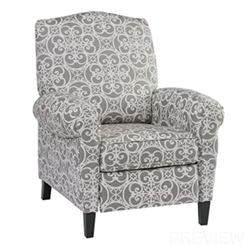 Madison Park Kirby Recliner Chair - Solid Wood, Plywood, Rolled Back Button Tufted Accent Armchair Modern Classic Style Family Room Sofa Furniture, Grey #TOP5