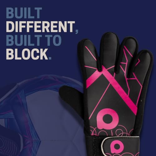 Image of Aivin Booster 1.0 Goalkeeping Gloves | Breathable Mesh Padding | Velcro Wrist Closure | All-Weather Latex Palm | Ergonomic Grip | Protective & Comfortable (Black /Pink, L)