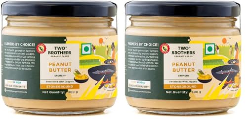 Image of Two Brothers Organic Farms - Peanut Butter Crunchy (300g) | Sweetened with Jaggery | Nutrients & Minerals Rich | Good Source of Protein, Fiber, Vitamin E | Vegan Butter Made Using Only Peanuts