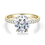 CADYNO 14K Real Solid Yellow Gold Oval Cut Moissanite Engagement Ring Lab Grown Created Diamond Eternity Wedding Solitaire Anniversary Promise Ring for Women 8.5