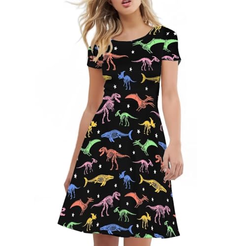 Image of AFPANQZ Womens Casual Summer Lightweight Vintage Dress Short Sleeve Midi Dress Knee-Long Luxury Formal Dress