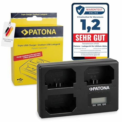 PATONA Triple Ladegerät (USB-C Kabel) für NP-FZ100 Akkus Kompatibel mit Sony Alpha 9, 7 III, 7R III, 7RM3