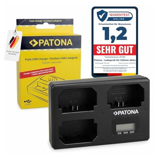 PATONA Triple Ladegerät (USB-C Kabel) für NP-FZ100 Akkus Kompatibel mit Sony Alpha 9, 7 III, 7R III, 7RM3