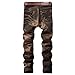 Mens Slim Fit Jeans Stretch Ripped Jeans for Men Fashion Straight Comfort Flex Waist Casual Denim Pants Coffee