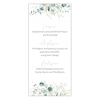 Kackspecht Menu Blanko Menükarten im Boho Design | 20 Stück DIN Lang| Individuell anpassbare Speisekarten und Getränkekarten für die Hochzeit und andere Anlässe | Tischdeko