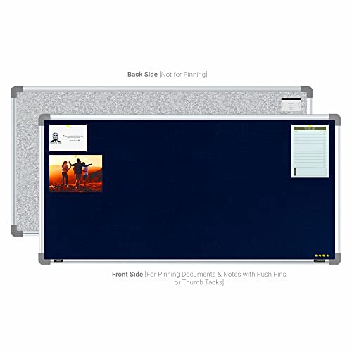 Image of Scholar Art Metis 2x4 Feet Fabric Pin-up Notice Board for Study Table & Kids Room | High Strength Velvet Cloth + High Density Soft Board for Pinning Photos, Sticky Notes & Reminders (Dark Blue)