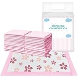 FORYEE Disposable Changing Pad liners for Baby 17 x 13 Inches (25 Pack) Absorbent Waterproof Underpads Incontinence Care Soft Non-Woven Fabric Breathable Changing Pad (Cherry Blossom)