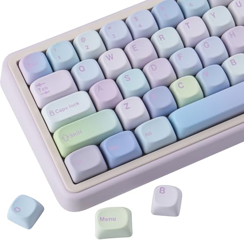TYRIXKI PBT Keycaps 130 Keys MOA Profile Keycaps, Purple...