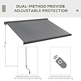 Outsunny 3.5 x 3 m Electric Awning with Remote Controller, Aluminium Frame DIY Retractable Awning, UV50+ Sun Shade Canopy for Garden Patio Deck Door Window, Grey - Image 3