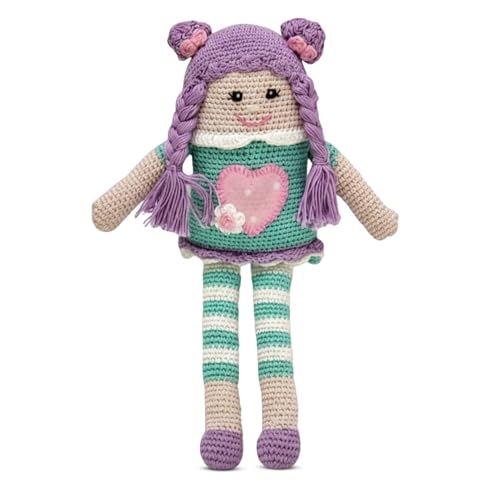 Image of Happy Thread Handmade Crochet Doll - Purple Pie | Amigurumi Toys for Girls & Boys | Soft Doll for Kids | Ideal Crochet Soft Toys for Gifting & Nursery Decor, Eco-Friendly, BIS Certified (100% Cotton)