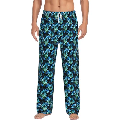Pantalon de pyjama à imprimé floral bleu homme confortable et léger