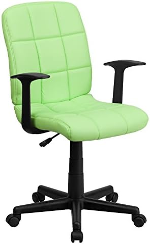Flash Furniture Mid-Back Green Quilted Vinyl Swivel Task Office Chair with Arms