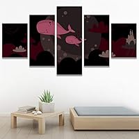 SIGNWIN 5 Panel Canvas Wall Art Modern Art Decorative Elements Fun Illustration Illustrations Kids Multicolor for Home Decorations Ready to Hang - 60