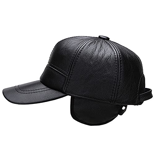 Chapeau de camionneur réglable unisexe en cuir véritable - 3