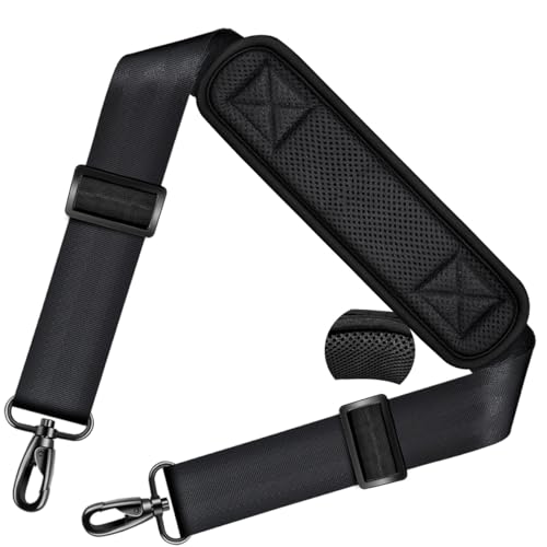 Image of ZINZ Shoulder Strap 78 inch Universal Bag Strap with Ultra-thick Fixed Padded and Dual Balanced Adjustable Buckles for Briefcase, Travel Bag, Laptop Bag, Crossbody bag - Black