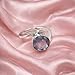 Pure 925 Sterling Silver Round Amethyst Ring Natural Purple Amethyst Cut Stone, Floral Vintage Design, Handmade Statement Silver Jewelry Gift for Women (11.5)